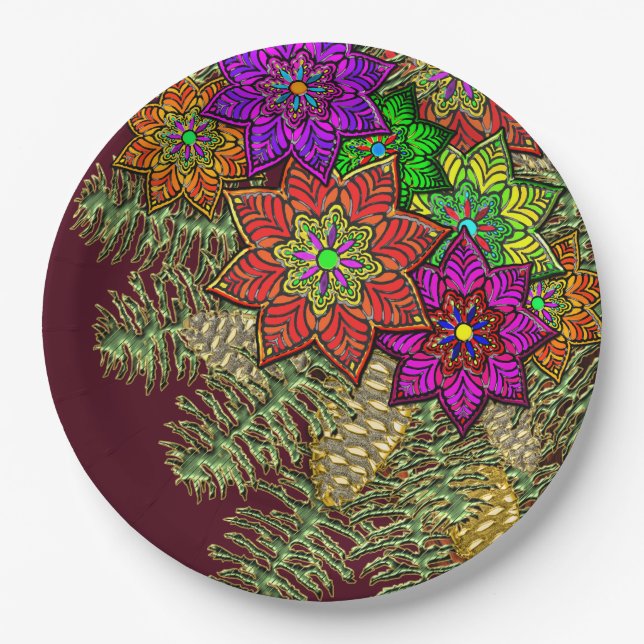Christmas Bouquet  Paper Plates (Front)