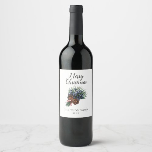 Christmas Bouquet Pine Cone Wine Label