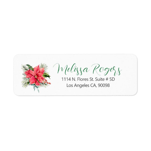 Christmas Bouquet Poinsettia Custom Calligraphy   Label (Front)