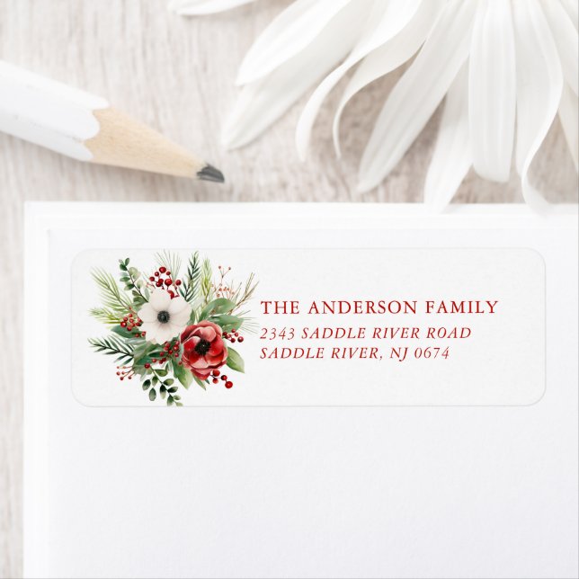 Christmas Bouquet Return Address Label (Insitu)