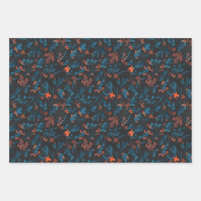 Christmas bouquet wrapping paper sheets (Front)
