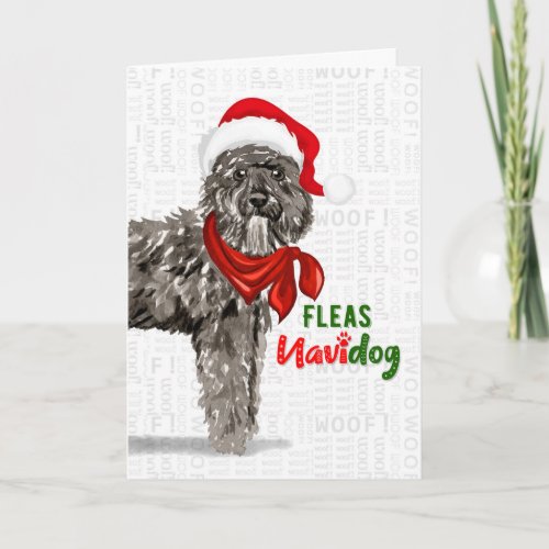 Christmas Bouvier des Flandres Dog Fleas NaviDOG Holiday Card