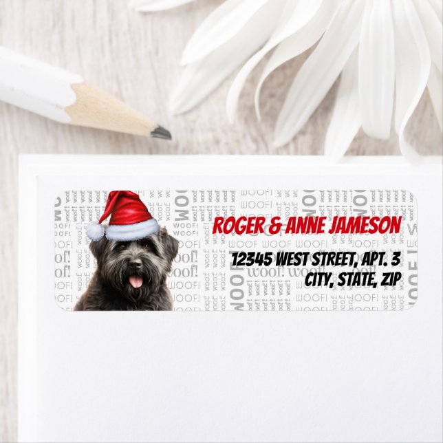 Christmas Bouvier Dog Lover Holiday Address Label (Insitu)