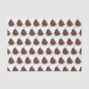 Christmas Bow and Pine tree on a Barn Door Tissue Paper