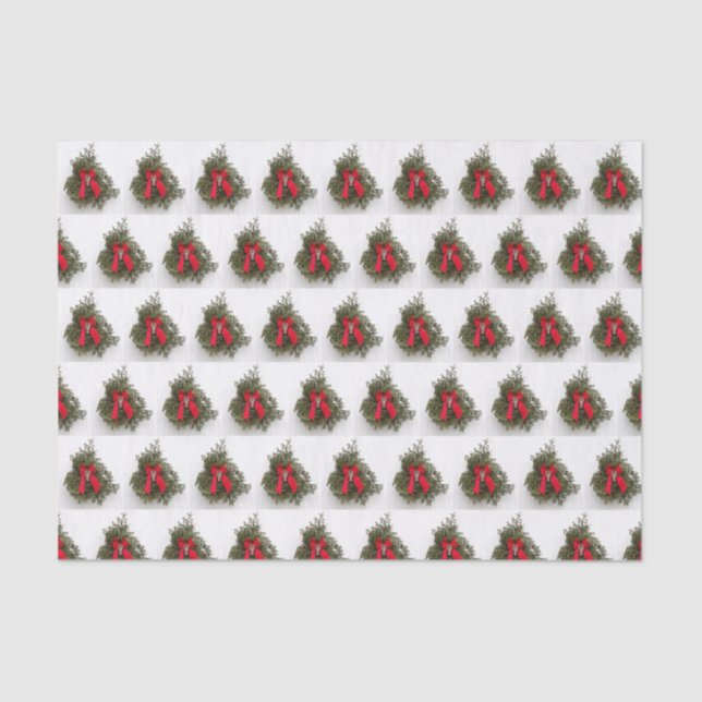 Christmas Bow and Pine tree on a Barn Door Tissue Paper (Front)
