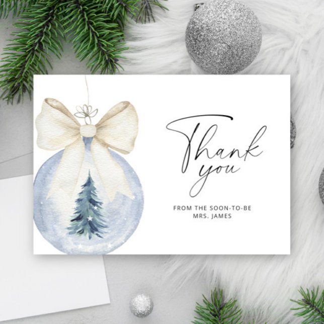 Christmas bow ball bridal shower thank you card (Creator Uploaded)