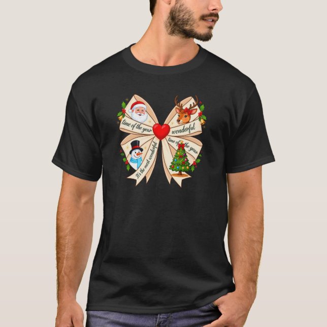​Christmas Bow Classic Holiday Characters T-Shirt (Front)