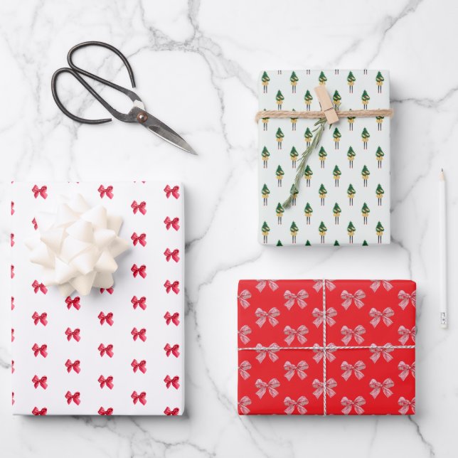 Christmas Bow Coquette  Wrapping Paper Sheets (Front)