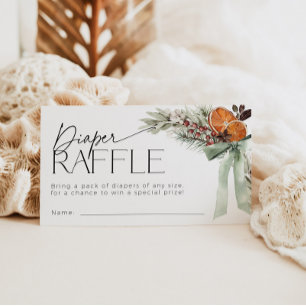Christmas Bow Diaper Raffle Ticket Baby Shower Enclosure Card