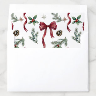 Christmas Bow Greenery Watercolor Ribbons Envelope Liner