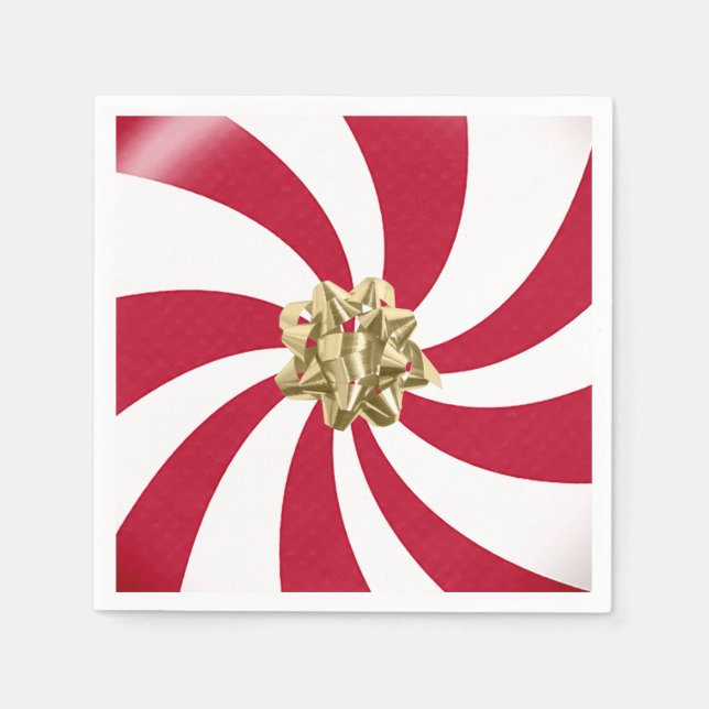 Christmas Bow on Peppermint Candy  Napkins (Front)