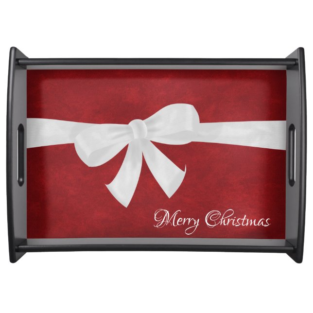 Christmas Bow On Red Serving Tray (Front)