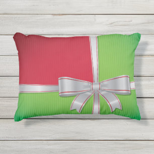 Christmas bow outdoor pillow