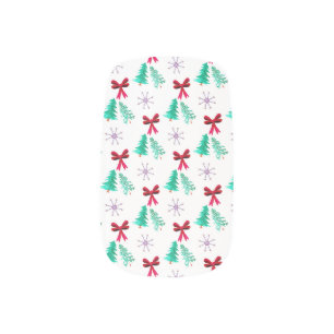 Christmas Bow Pattern Nail Art