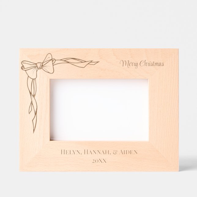 CHRISTMAS BOW PERSONALIZED  PICTURE ENGRAVED FRAMES (Front)