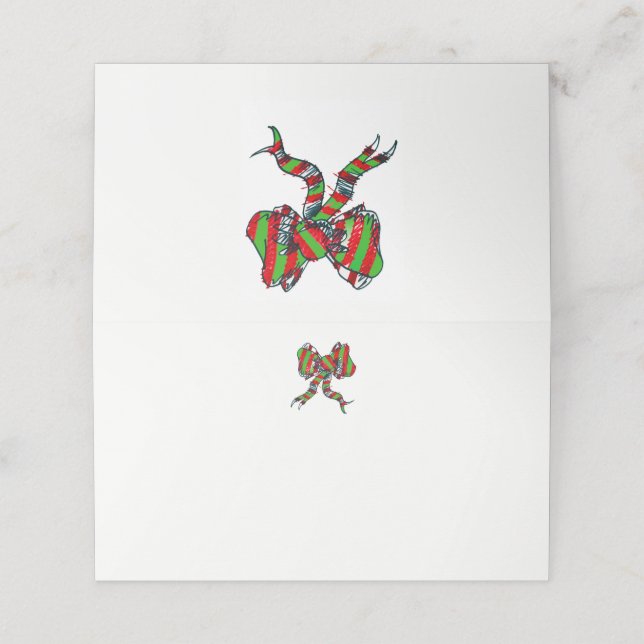 Christmas Bow  Place Card (Outside Unfolded)