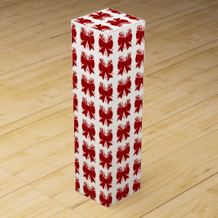 Christmas Bow Plaid Pattern Red Merry Christmas Wine Box