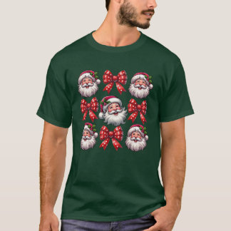 Christmas Bow Santa Christmas Christmas Retro girl T-Shirt