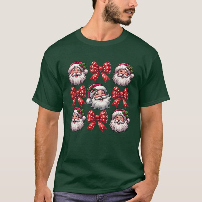 Christmas Bow Santa Christmas Christmas Retro girl T-Shirt (Front)