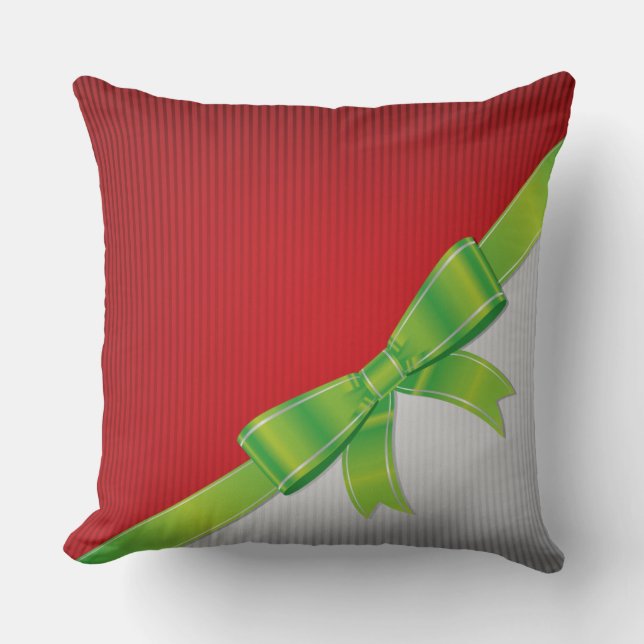 Christmas bow throw pillow (Front)
