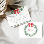 Christmas Bow | Whimsical Holiday Wedding RSVP Card<br><div class="desc">These stunning, vintage style winter holiday wedding rsvp response cards feature a colorful, whimsical Christmas design. A bright red bow is surrounded by watercolor green botanical foliage. The back of the invitation is decorated with a matching red ribbon on a wreath of Christmas leaves, with handwritten script that says "Rsvp."...</div>