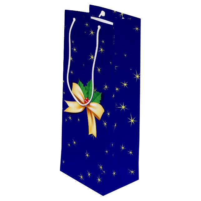 Christmas Bow Wine Gift Bag (Back Angled)