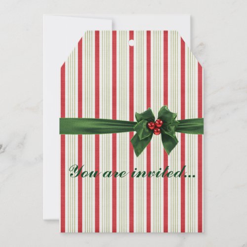 Christmas bow with striped background invitation