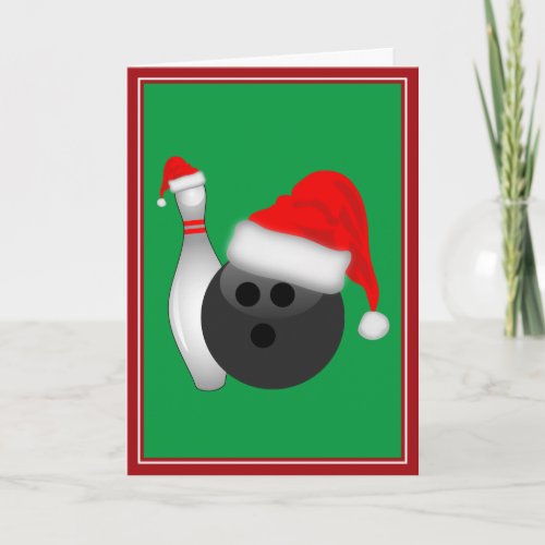 Christmas Bowling Ball and Pin Holiday Card