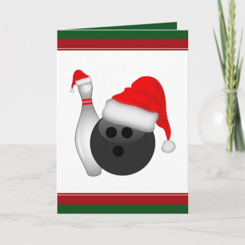 Christmas Bowling Ball and Pin Holiday Card