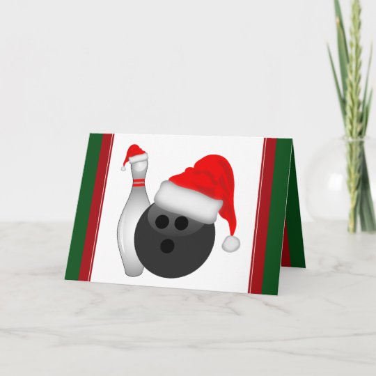 Christmas Bowling Ball and Pin Holiday Card | Zazzle.com