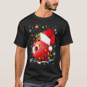 Christmas Bowling Ball Santa Hat Funny Sport Xmas T-Shirt