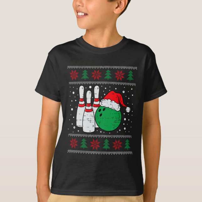 Christmas Bowling Hat Santa Bowler Ugly Xmas Men W T-Shirt (Front)