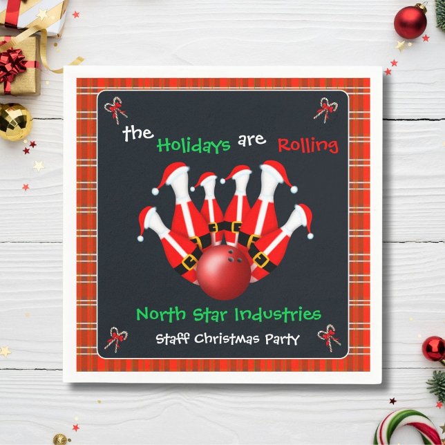 Christmas Bowling Holiday Party Napkins (Creator Uploaded)