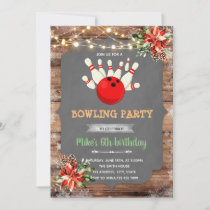 Christmas bowling party invitation