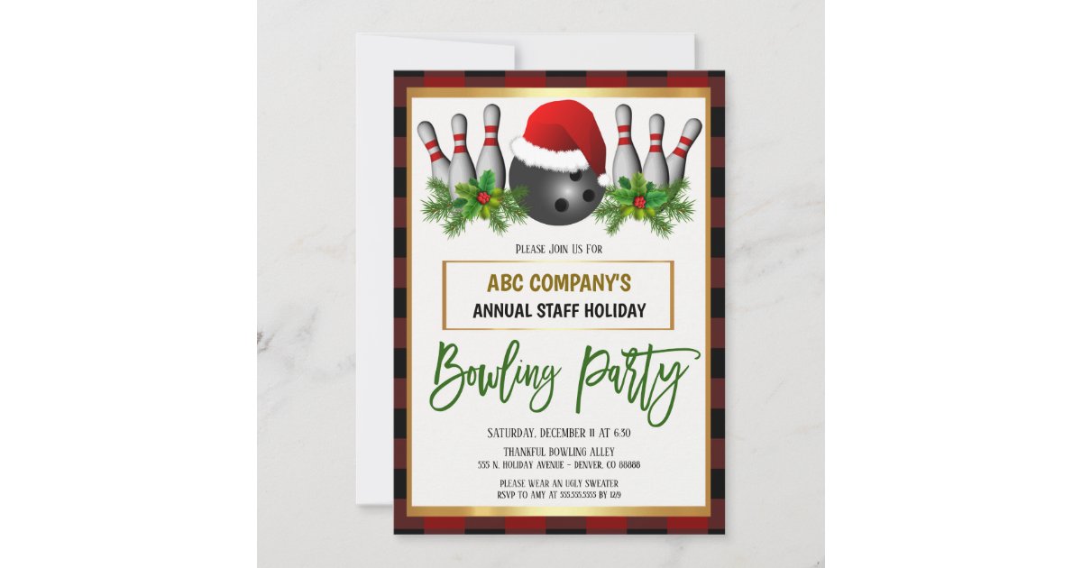 Christmas Bowling Party Invitation Zazzle