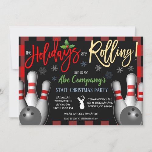 Christmas Bowling Party Invitation Corporate Invitation
