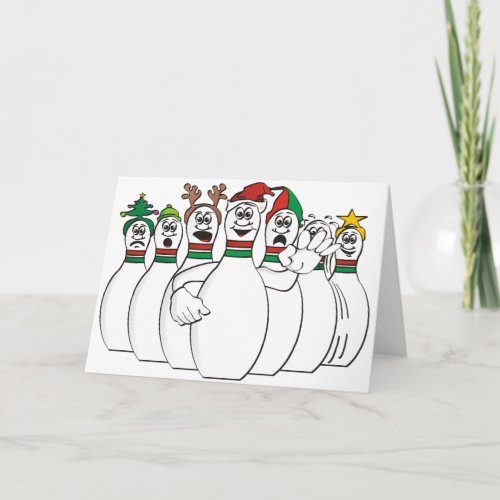 Christmas Bowling Pins Holiday Card