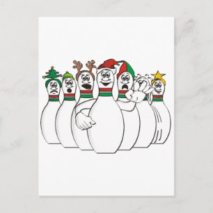 Christmas Bowling Pins Holiday Postcard