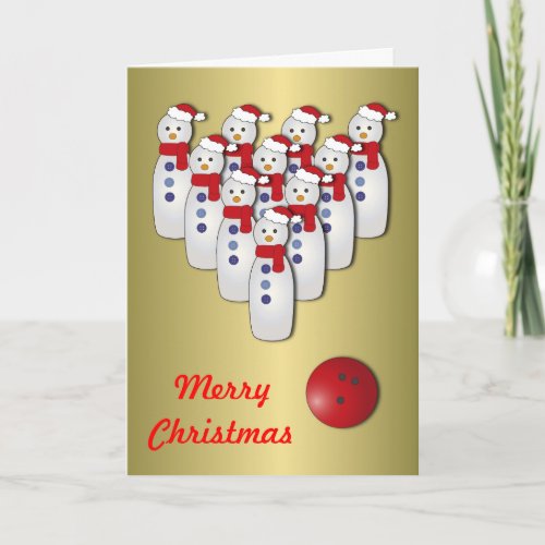 Christmas Bowling Snowmen Holiday Card