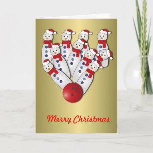 Christmas Bowling Snowmen... Strike! Holiday Card