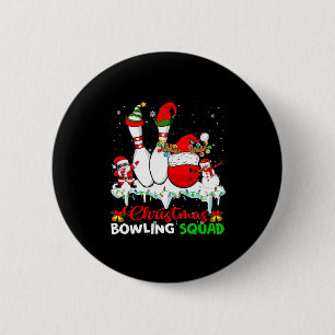 Christmas Bowling Squad Dabbing Santa Elf Bowling  Button