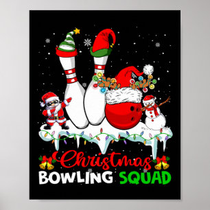 Christmas Bowling Squad Dabbing Santa Elf Bowling Poster