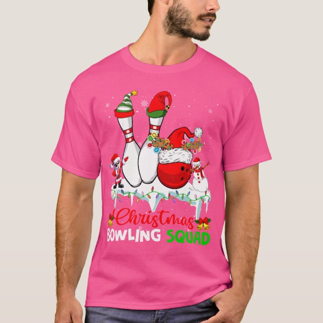 Christmas Bowling Squad Dabbing Santa Elf Bowling  T-Shirt (Front)