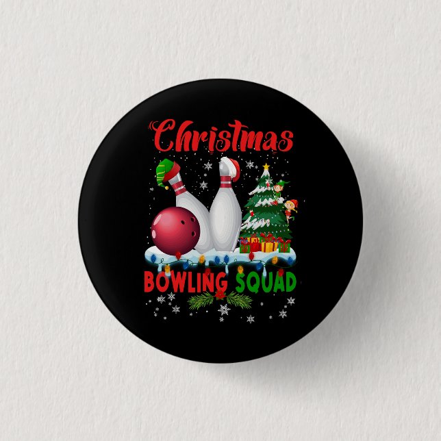 Christmas Bowling Squad Dabbing Santa Funny Christ Button (Front)