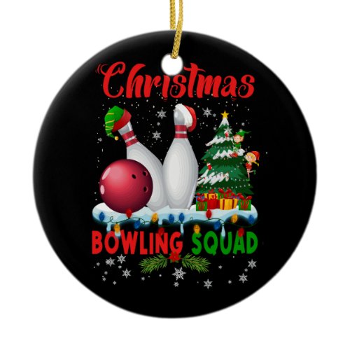 Christmas Bowling Squad Dabbing Santa Funny Christ Ceramic Ornament