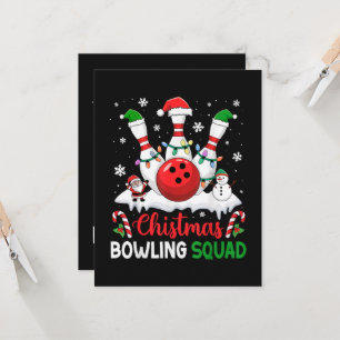 Christmas Bowling Squad Xmas Lights Santa Invitation