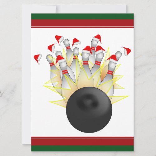 Christmas Bowling Strike Invitation