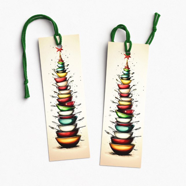 Christmas Bowls Tree Holiday Bookmark (Christmas Bowls Tree Holiday Bookmark by PiggyPrint Stickers. )
