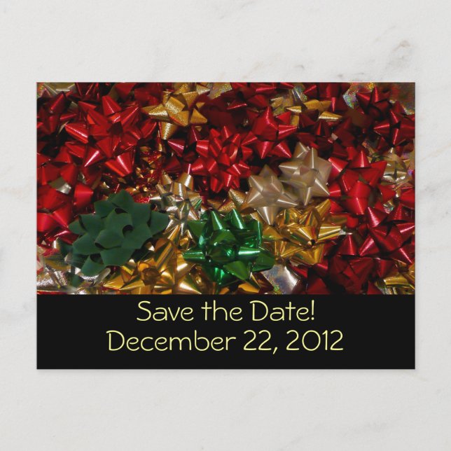 Christmas Bows Colorful Festive Holiday Announcement Postcard (Front)