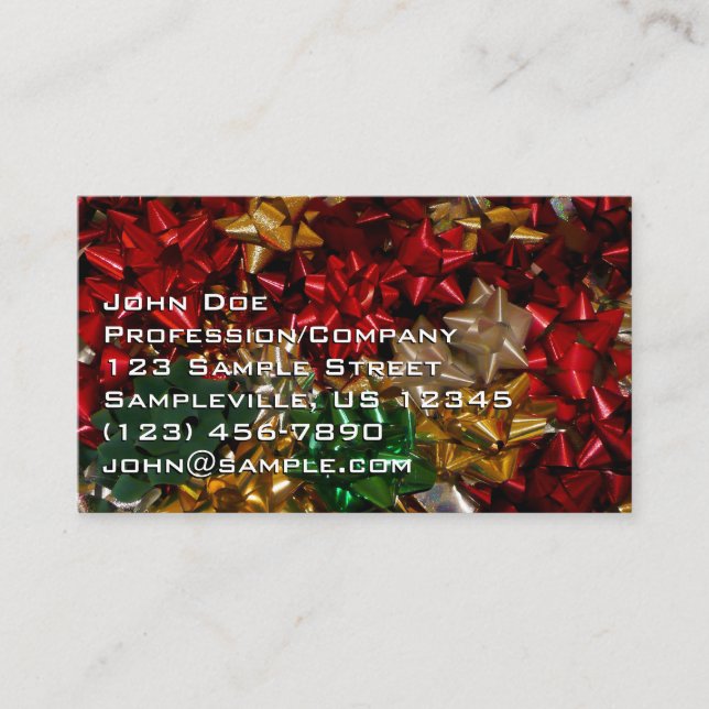 Christmas Bows Colorful Festive Holiday Business Card (Front)